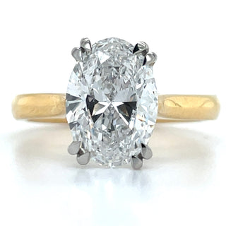 Celine - 18ct Yellow Gold Double Claw 2.50ct Laboratory Grown Oval Cut Solitaire Diamond Engagement Ring