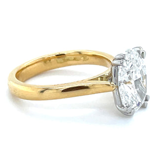 Celine - 18ct Yellow Gold Double Claw 2.50ct Laboratory Grown Oval Cut Solitaire Diamond Engagement Ring