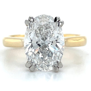Celine - 18ct Yellow Gold Double Claw 3.04ct / 3.09ct Laboratory Grown Oval Cut Solitaire Diamond Engagement Ring