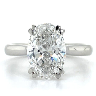 Daisy - Platinum Double Claw 2.55ct Laboratory Grown Oval Cut Solitaire Diamond Engagement Ring