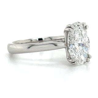 Daisy - Platinum Double Claw 2.51ct Laboratory Grown Oval Cut Solitaire Diamond Engagement Ring