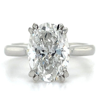 Daisy - Platinum Double Claw 3.02ct / 3.10ct Laboratory Grown Oval Cut Solitaire Diamond Engagement Ring