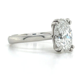 Daisy - Platinum Double Claw 3.02ct / 3.10ct Laboratory Grown Oval Cut Solitaire Diamond Engagement Ring