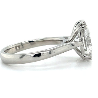 Daisy - Platinum Double Claw 3.02ct / 3.10ct Laboratory Grown Oval Cut Solitaire Diamond Engagement Ring