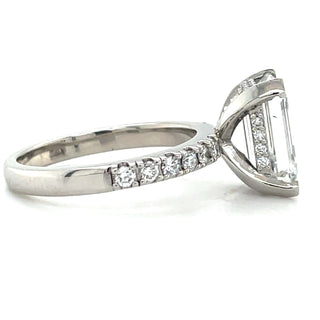 Valentina - Platinum 3.36ct Laboratory Grown Emerald Cut Solitaire Diamond Engagement Ring With Castle Set Shoulders