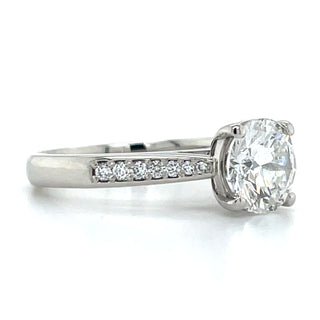 Pia - Platinum 1.67ct Laboratory Grown Round Brilliant Solitaire Engagement Ring With Pavé Set Shoulders