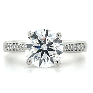 Pia - Platinum 2.13ct Laboratory Grown Round Brilliant Solitaire Engagement Ring With Pavé Set Shoulders