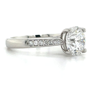 Pia - Platinum 2.13ct Laboratory Grown Round Brilliant Solitaire Engagement Ring With Pavé Set Shoulders