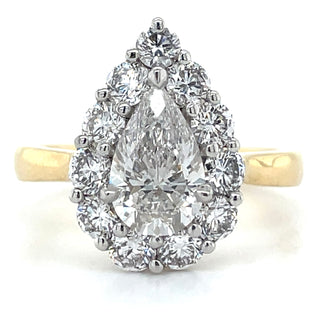 Lorraine - 18ct Yellow Gold 2.00ct Pear Halo Laboratory Grown Diamond Engagement Ring