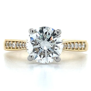 Laoise - 18ct Yellow Gold 1.70ct Laboratory Grown Round Solitaire Diamond Engagement Ring With Pave Set Shoulders