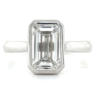 Olive - Platinum 2.60ct Laboratory Grown Emerald Cut Bezel Set Diamond Solitaire Engagement Ring
