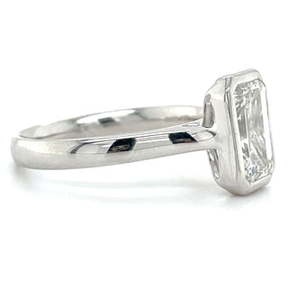 Olive - Platinum 2.60ct Laboratory Grown Emerald Cut Bezel Set Diamond Solitaire Engagement Ring
