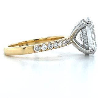 Valencia - 18ct Yellow Gold Laboratory Grown 3.00ct / 3.01ct Oval Solitaire With Hidden Halo Engagement Ring And Castle Set Shoulders