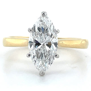 Selena - 18ct Yellow Gold Six Claw 1.50ct Laboratory Grown Marquise Solitaire Diamond Engagement Ring