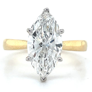 Selena - 18ct Yellow Gold Six Claw 2.58ct Laboratory Grown Marquise Solitaire Diamond Engagement Ring