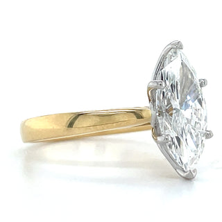 Selena - 18ct Yellow Gold Six Claw 2.58ct Laboratory Grown Marquise Solitaire Diamond Engagement Ring