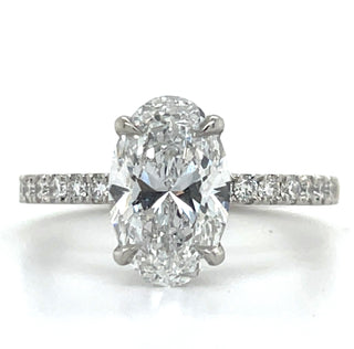 Skye - Platinum 2.38ct Laboratory Grown Oval Solitaire Diamond Engagement Ring With Hidden Halo And Castle Set Shoulders