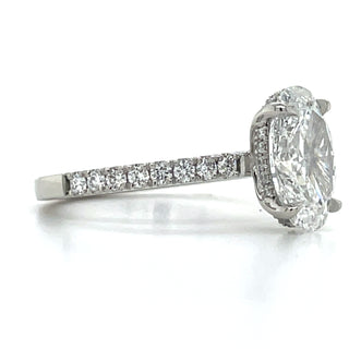 Skye - Platinum 2.38ct Laboratory Grown Oval Solitaire Diamond Engagement Ring With Hidden Halo And Castle Set Shoulders