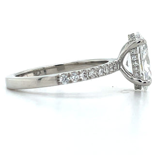 Skye - Platinum 2.38ct Laboratory Grown Oval Solitaire Diamond Engagement Ring With Hidden Halo And Castle Set Shoulders