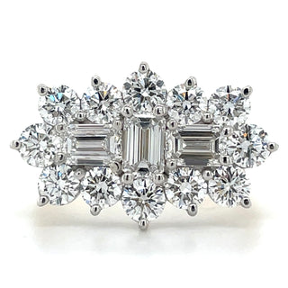 18ct Yellow Gold 2.37ct Laboratory Grown Round & Emerald Cut Cluster Ring