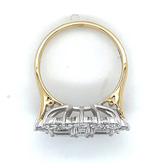 18ct Yellow Gold 2.37ct Laboratory Grown Round & Emerald Cut Cluster Ring