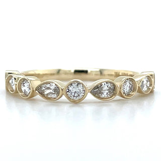 9ct Yellow Gold 0.50ct Laboratory Grown Round & Pear Bezel Set Diamond Ring