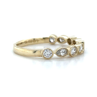 9ct Yellow Gold 0.50ct Laboratory Grown Round & Pear Bezel Set Diamond Ring