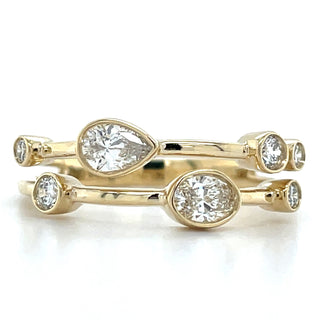 9ct Yellow Gold 0.48ct Laboratory Grown Split Band Scattered Bezel Set Diamond Ring