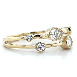 9ct Yellow Gold 0.48ct Laboratory Grown Split Band Scattered Bezel Set Diamond Ring