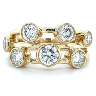 9ct Yellow Gold 1.59ct Laboratory Grown Triple Split Band Scattered Bezel Set Diamond Ring