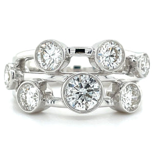 9ct White Gold 1.57ct Laboratory Grown Triple Split Band Scattered Bezel Set Diamond Ring