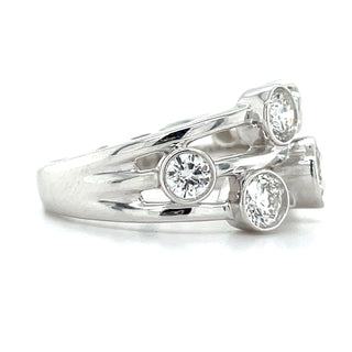 9ct White Gold 1.57ct Laboratory Grown Triple Split Band Scattered Bezel Set Diamond Ring