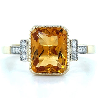 9ct Yellow Gold Earth Grown 1.99ct Citrine & 0.07ct Diamond Ring