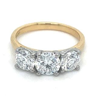 Dolores - 18ct Yellow Gold 2.52ct Laboratory Grown Three Stone Round Brilliant Diamond Engagement Ring