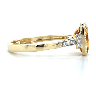 9ct Yellow Gold Earth Grown 1.99ct Citrine & 0.07ct Diamond Ring