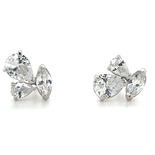 9ct White Gold Marquise & Pear Cz Earrings