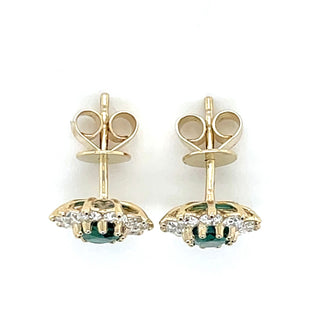 9ct Yellow Gold 0.80ct Laboratory Grown Emerald & 0.94ct Diamond Cluster Earrings