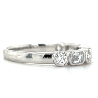 Platinum 1ct Laboratory Grown Emerald & Round Cut Diamond Bezel Set Ring