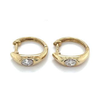 9ct Yellow Gold 0.40ct Laboratory Grown Oval Cut Bezel Set Diamond Hoop Earrings
