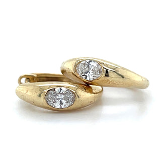 9ct Yellow Gold 0.40ct Laboratory Grown Oval Cut Bezel Set Diamond Hoop Earrings