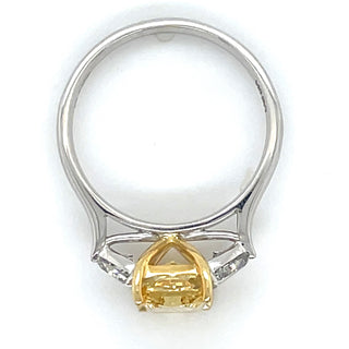 Mabel - Platinum 3.15ct Radiant Laboratory Grown Yellow Diamond Engagement Ring with Trillion Side Stones