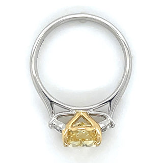 Nova - Platinum 3.67ct Oval Laboratory Grown Yellow Diamond Engagement Ring with Half Moon Side Stones