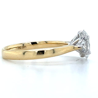 Lula - 18ct Yellow Gold Laboratory Grown 1.94ct Oval Diamond With Trillion Side Stone Engagement Ring