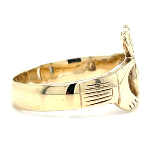 Vintage 9ct Yellow Gold Gents Claddagh Ring