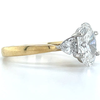 Lula - 18ct Yellow Gold Laboratory Grown 2.49ct Oval Diamond With Trillion Side Stone Engagement Ring