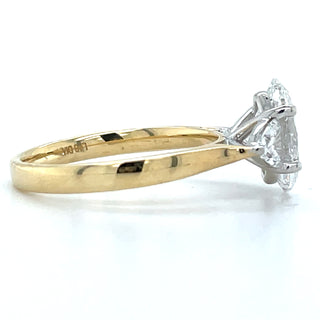 Lula - 18ct Yellow Gold Laboratory Grown 2.49ct Oval Diamond With Trillion Side Stone Engagement Ring