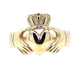 Vintage 9ct Yellow Gold Gents Classic Claddagh Ring