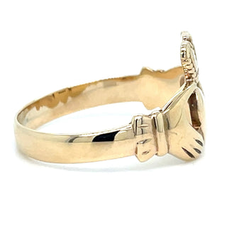 Vintage 9ct Yellow Gold Gents Classic Claddagh Ring