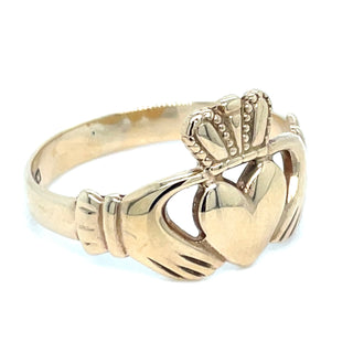 Vintage 9ct Yellow Gold Gents Classic Claddagh Ring