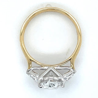 Lula - 18ct Yellow Gold Laboratory Grown 3.13ct Oval Diamond With Trillion Side Stone Engagement Ring